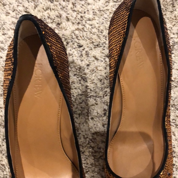 Jcrew Olive gold black sequin heels 9 - Picture 2 of 4